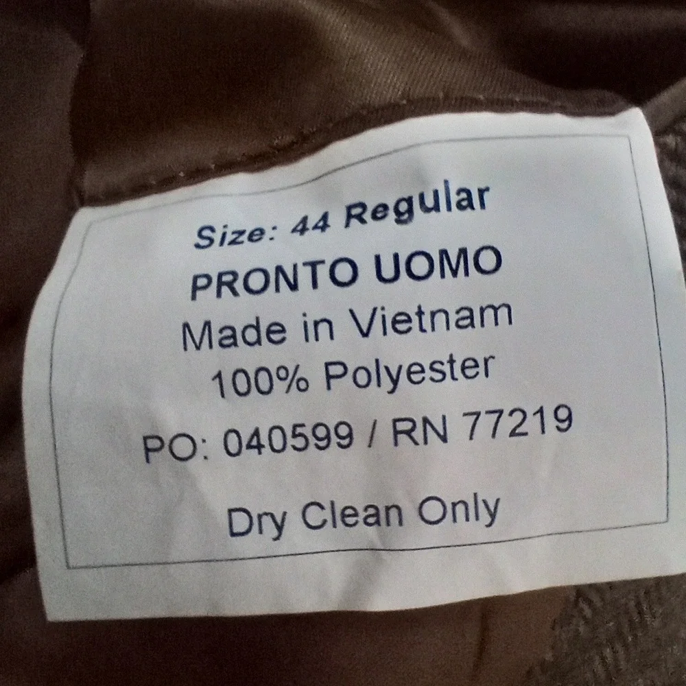 Pronto Uomo Blazer Mens 44R Brown Herringbone Classic‎ Fit 2-Button Sport Coat